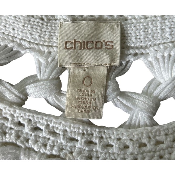 Chicos Women’s Size Small Striped Crotchet Black & White‎ Top - Picture 6 of 7